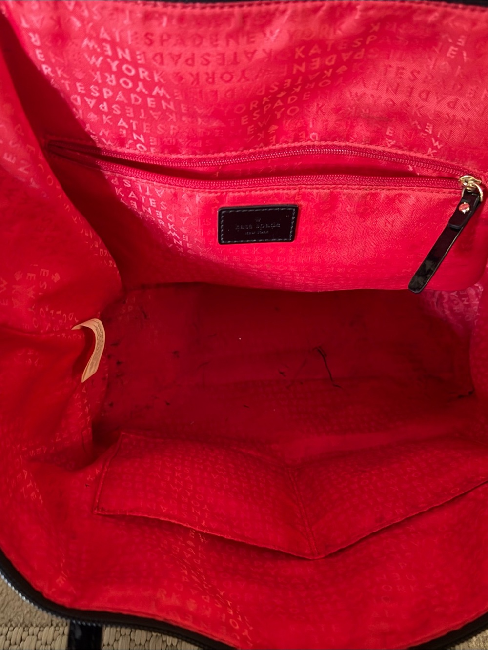 kate spade Black and White Polka Dot Tote with red Interior - Picture 4 of 5